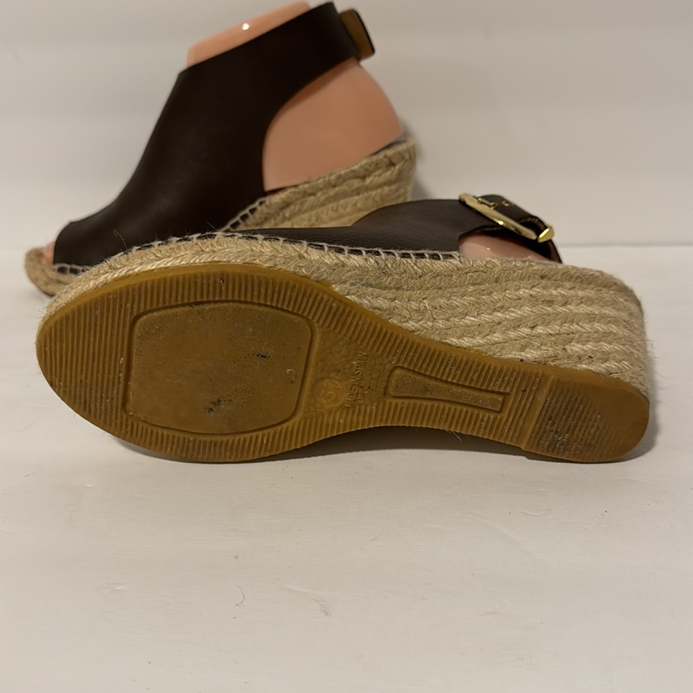 Bettye Muller Brown Leather 3” Espadrille Wedges - Picture 5 of 6